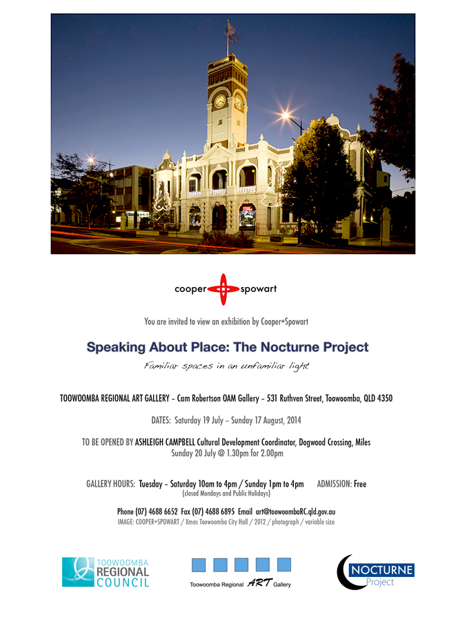 Exhibition invitation featuring the Toowoomba Town Hall Xmas 2012