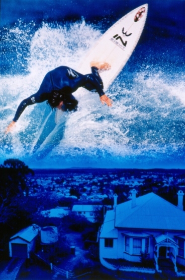 Surfing over Ipswich ... Photomontage by Doug Spowrt