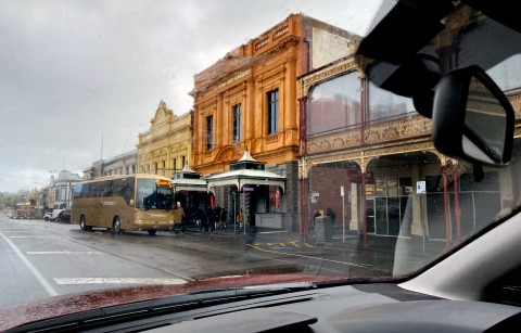 Ballarat Art Gallery from the street in rain