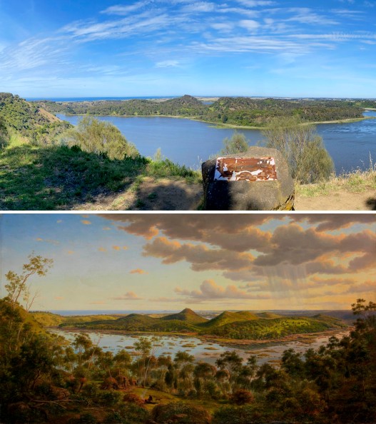 BOTTOM IMAGE: Eugene von Guerard "Tower Hill" 1855 and TOP: Photo by Doug Spowart 2023