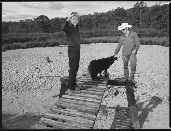 Drought Continuing Drought El Nino year Drought Millowick with son Christian McArdle at Crocodile Dam